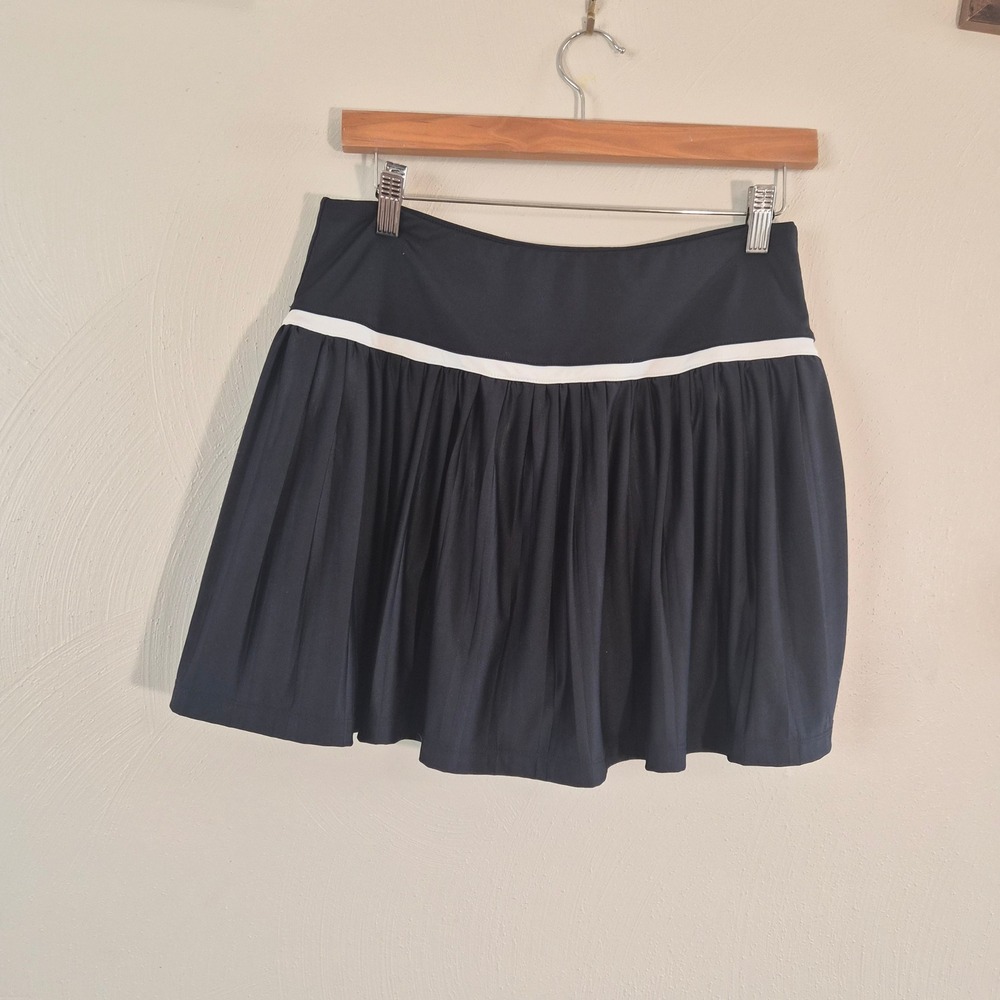 Juicy Couture Sport Tennis Skort Womens Large Black Pleated Athleisure Sporty